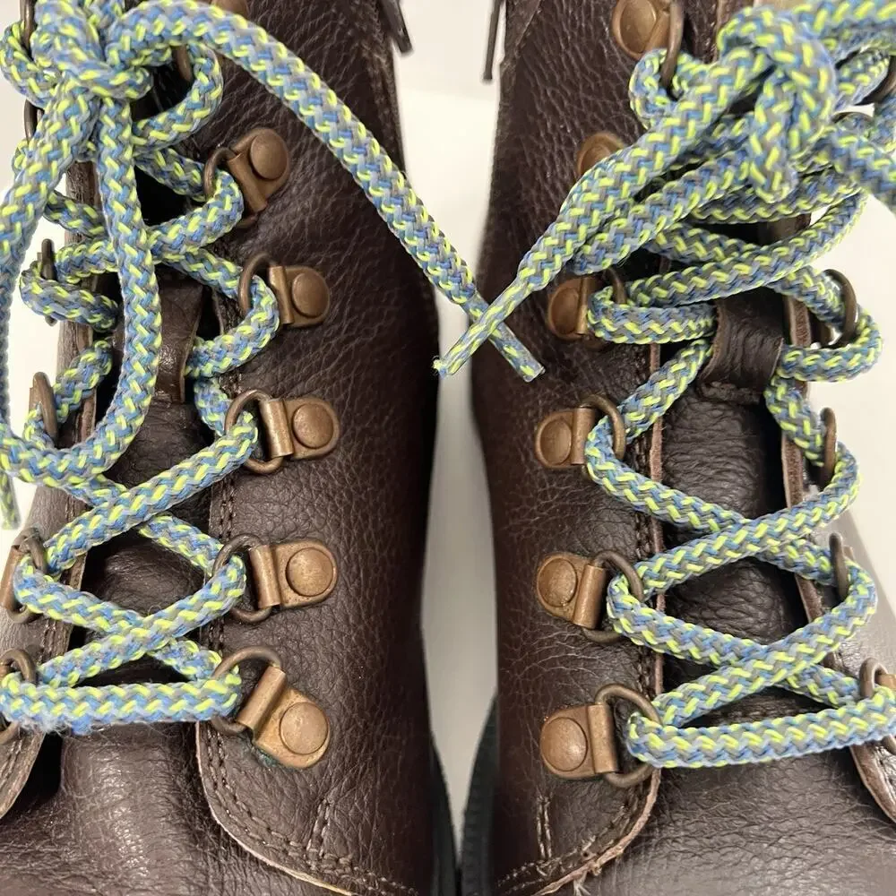 NEW Mini Boden Leather Boots Boys Size 4 Junior (EU 36) Brown Zip AND Lace Hikin